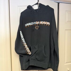 Harley-Davidson Black Hoodie with Orange Accents